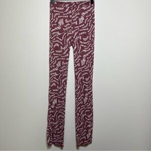 SKIMS Women Mesh Leggings S Maroon All Over Logo Print‎ Slim Fit Loungewear